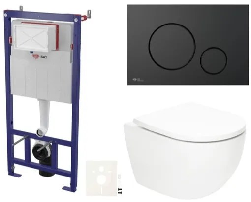 Závesný wc set SAT Fusion do ľahkých stien / predstenové vírové splachovanie SIKOSSTORFU68, 1 ks