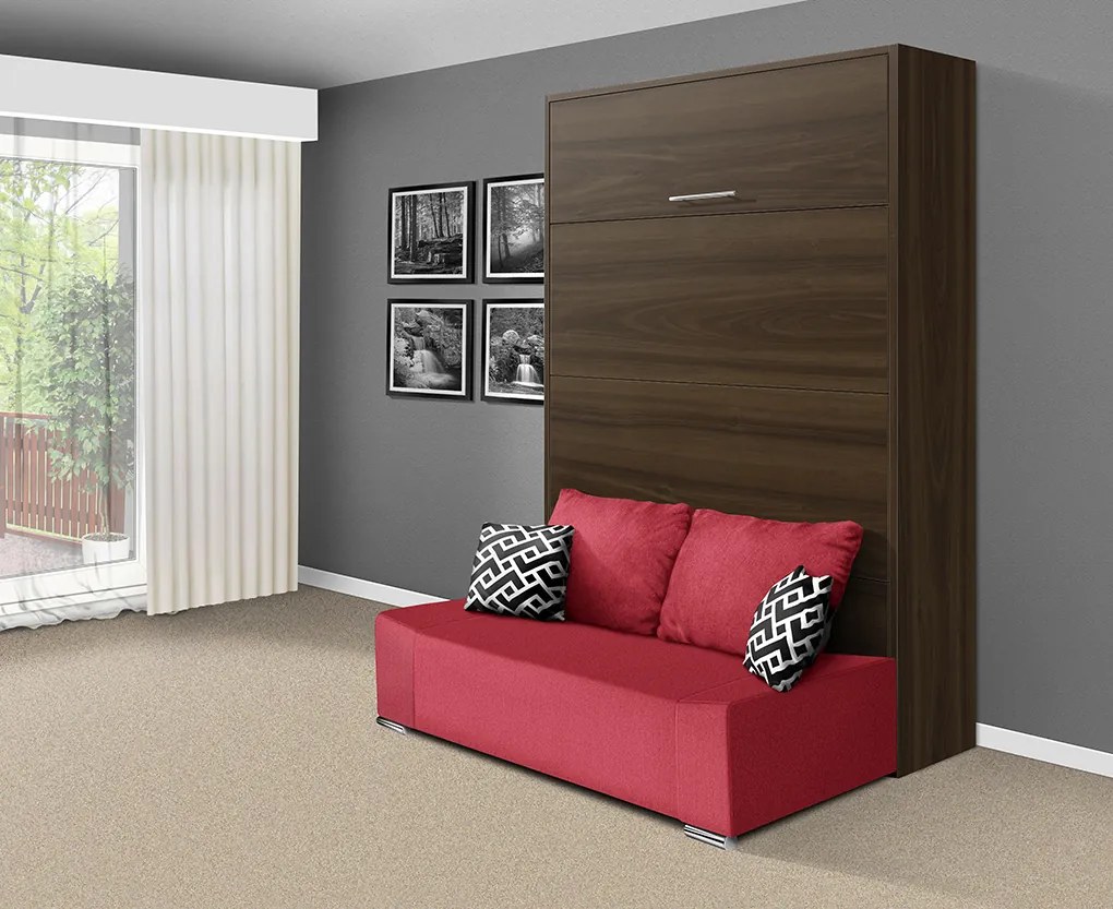 Nabytekmorava Sklápacia posteľ s pohovkou VS 21058P 200x120 farba pohovky: Krémová, Typ farebného prevedenia: Agát / dvere biele LESK