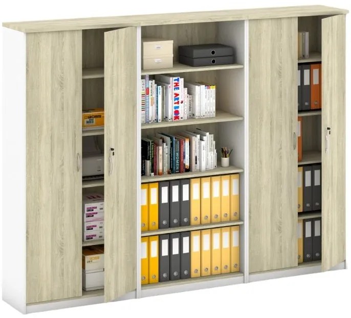 Zostava skríň MIRELLI, Typ V - biela/dub sonoma