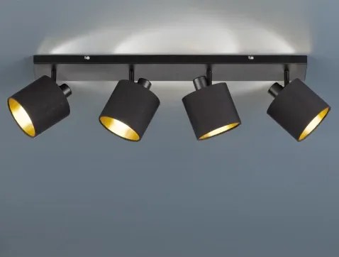 Stropné osvetlenie Tommy, 4 svietidlá, čierna/zlatá%