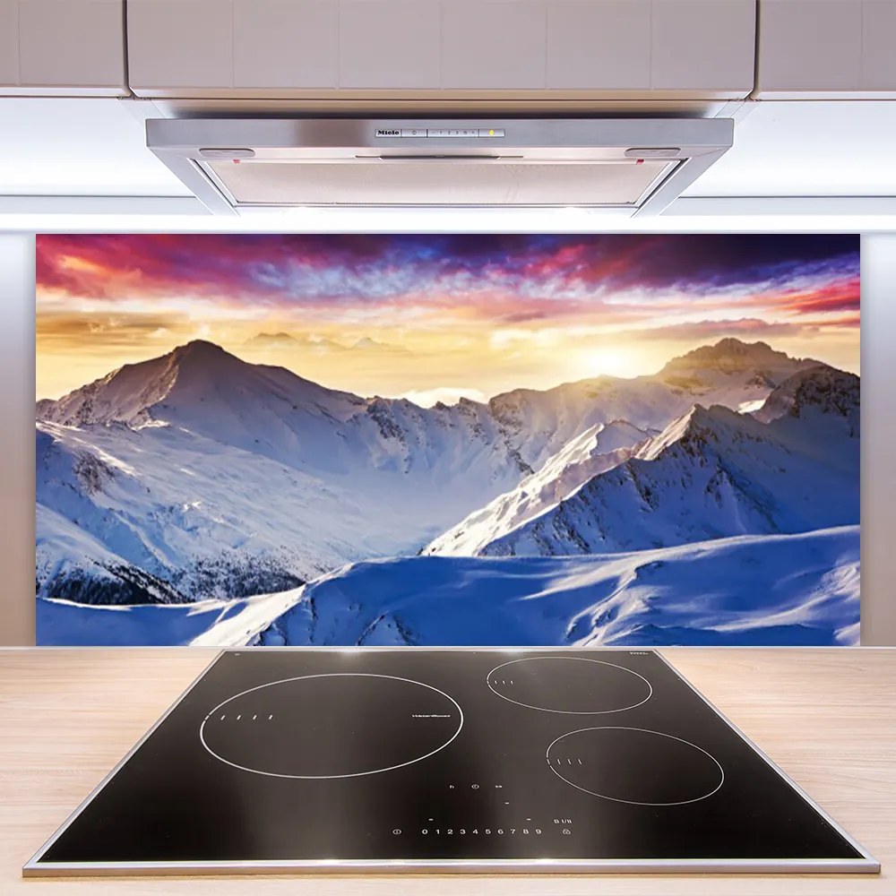 Sklenený obklad Do kuchyne Hory sneh príroda 120x60 cm