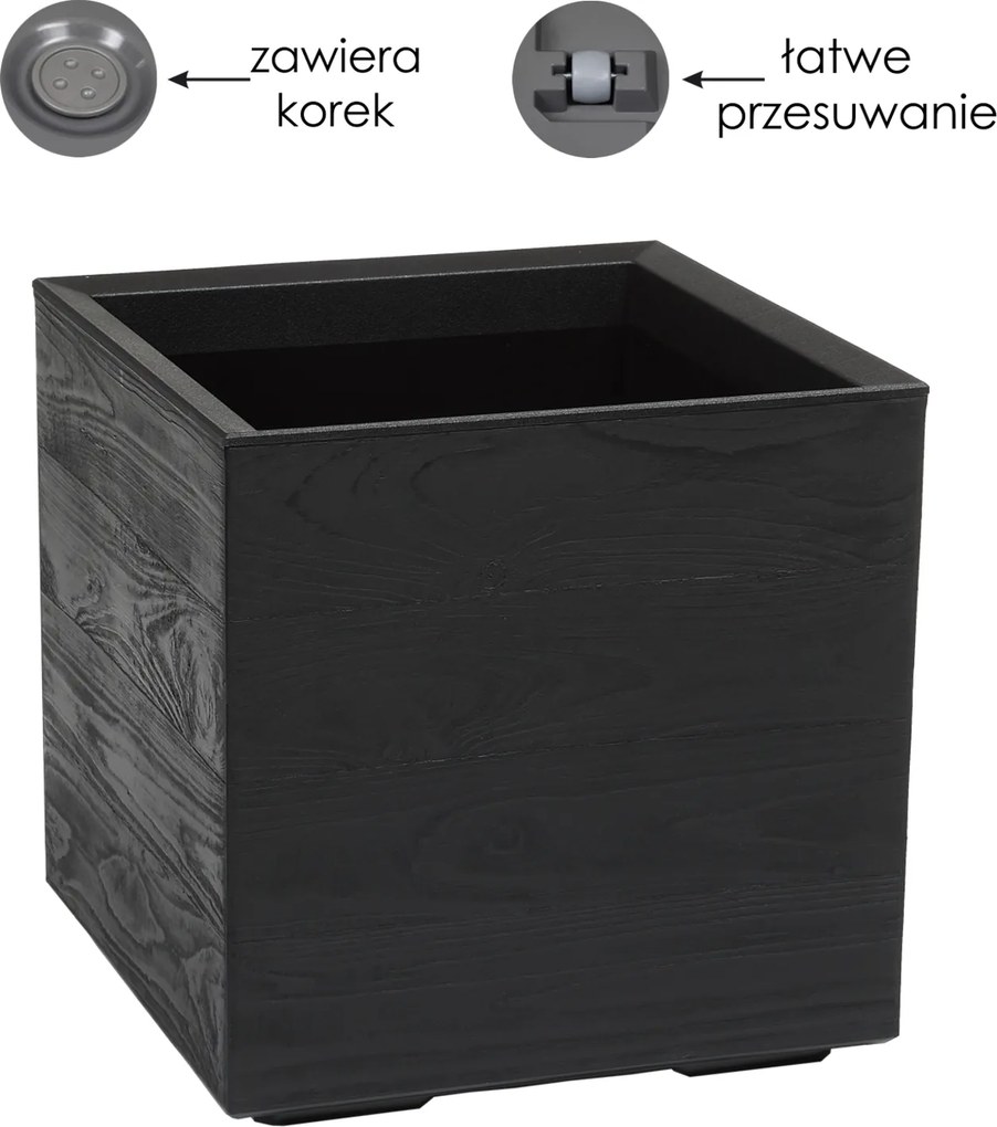 KVETINOVÝ ZÁHON KARO 400×400 mm, doska z recyklovaného materiálu, čierna*48915
