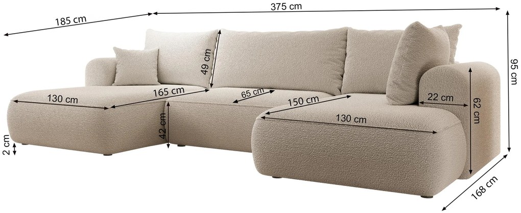 Rohová sedacia súprava v tvare U Olivo U (L) (krémová + čierna). Akcia -18%. Vlastná spoľahlivá doprava až k Vám domov. 1100264
