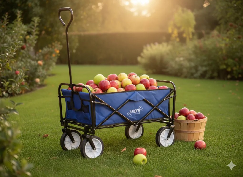 CH Modrý skladací záhradný vozík Loca