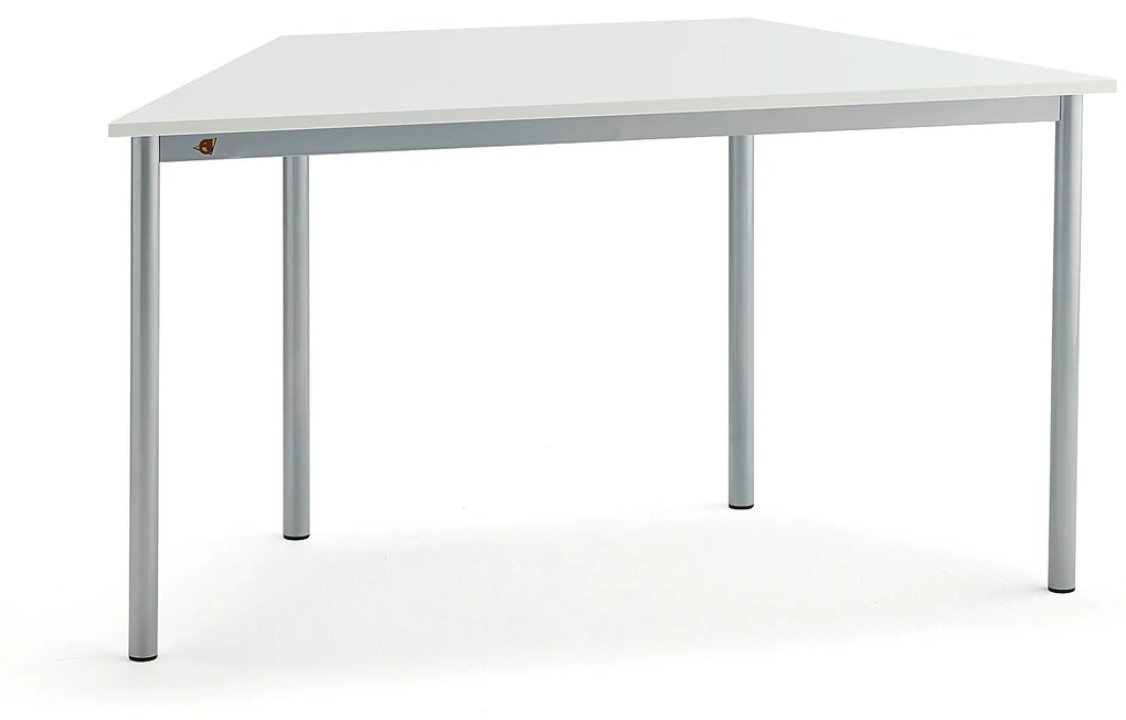 Stôl SONITUS TRAPETS, 1200x600x720 mm, HPL - biela, strieborná