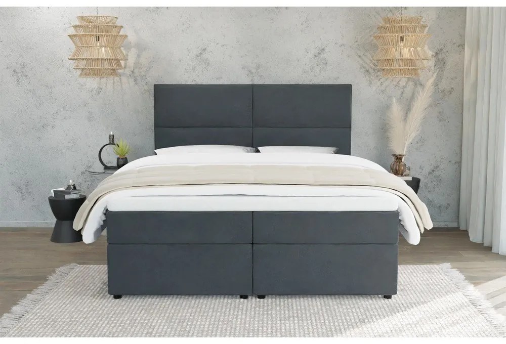 Sivá boxspring posteľ s úložným priestorom 180x200 cm Rico – Ropez