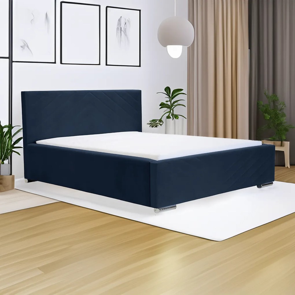 Čalúnená posteľ s úložným priestorom a matracom KOOL 120x200 cm Námorník