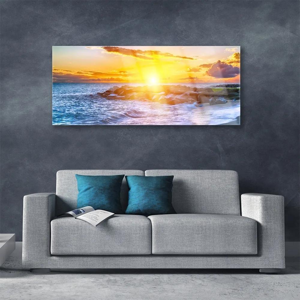 Obraz plexi Západ slnka more pobrežie 125x50 cm