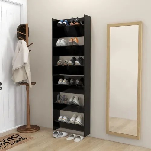 vidaXL Nástenné botníky 2 ks čierne 60x18x90 cm drevotrieska-