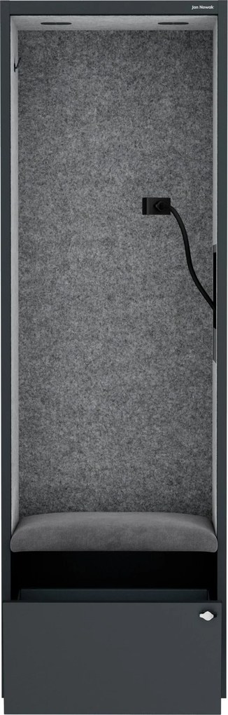 Akustická kabína SALLY MentalBox 600 mm – antracitový korpus, sivé sedadlo