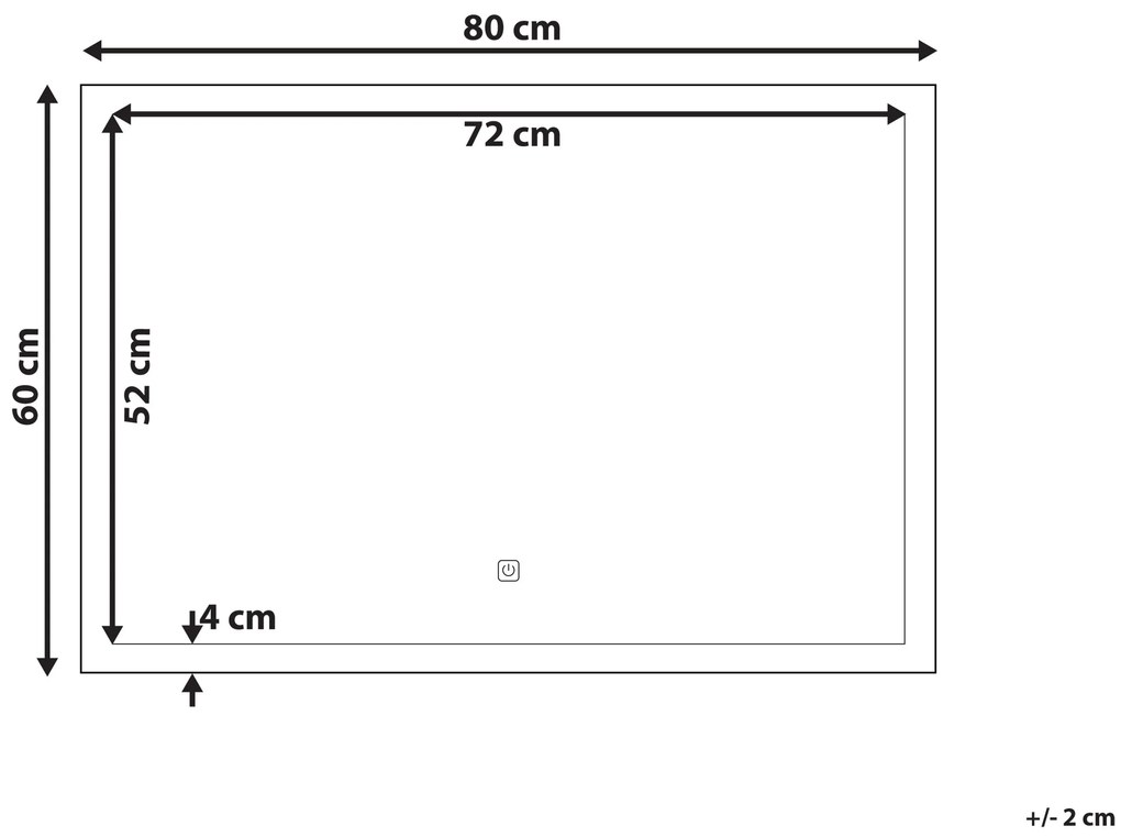 Obdĺžnikové zrkadlo LED 80 x 60 cm LED ADOUR Beliani