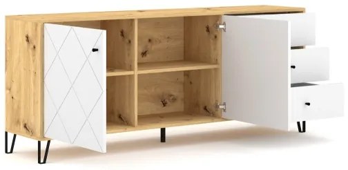 Komoda SULA dub artisan/biela