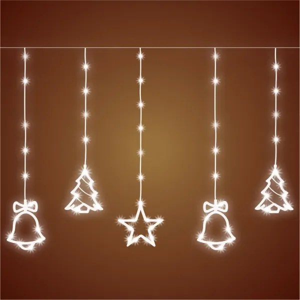 LED Vianočná vonkajšia reťaz 186xLED 7m IP44 studená biela