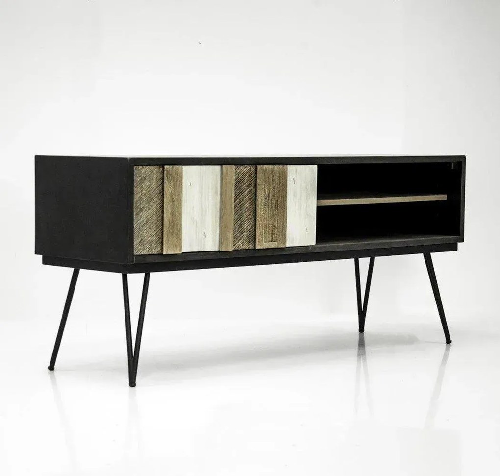TV stolík Adesso 150 cm z masívu čierny/hnedý