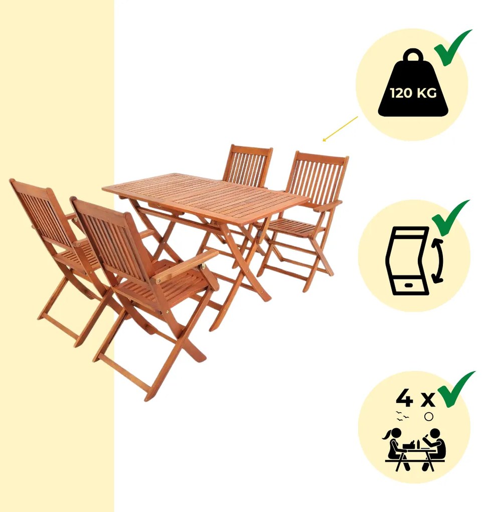 Sedacia súprava SYDNEY, 5-dielna, prírodné drevo Casaria