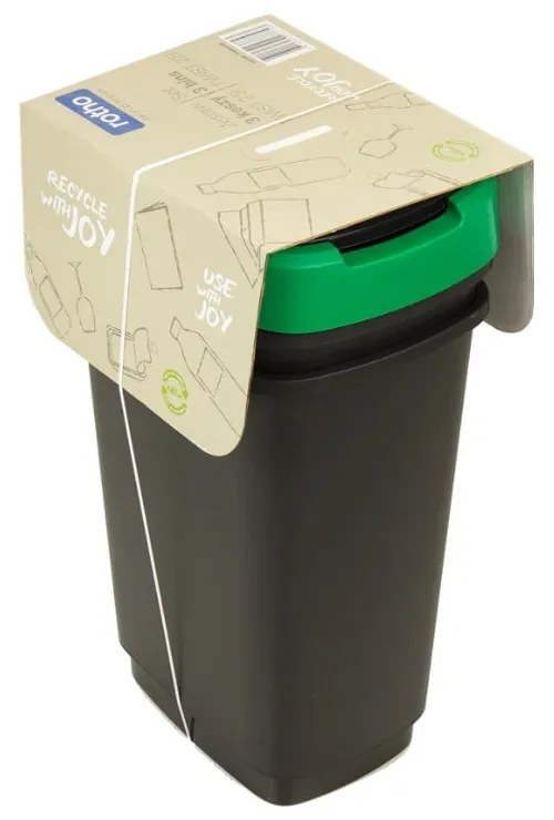 Čierne odpadkové koše v súprave 3 ks na triedený odpad z recyklovaného plastu 25 l Twist – Rotho