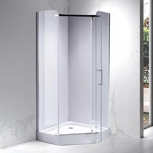 BPS-koupelny Päťuholníkový sprchový kút KZ91B 90x90 chróm/transparent + vanička SXL07B WH biela