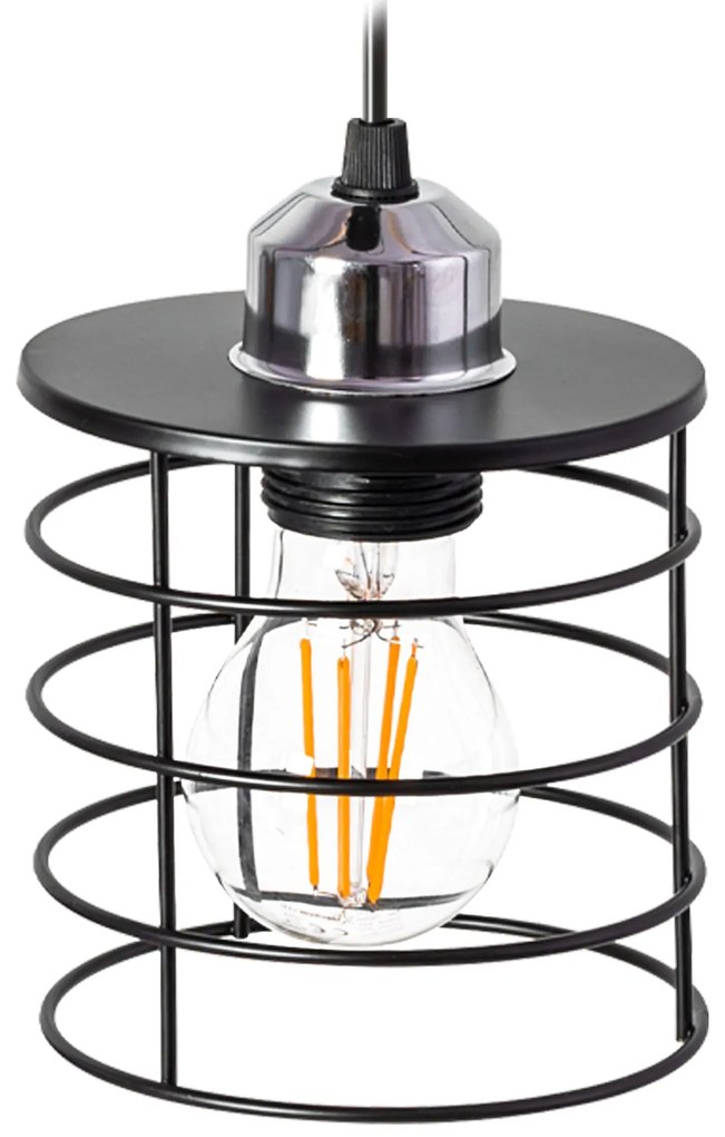 Toolight - Stropná lampa závesná trojitá kovová 3xE27 392204, čierna, OSW-04003