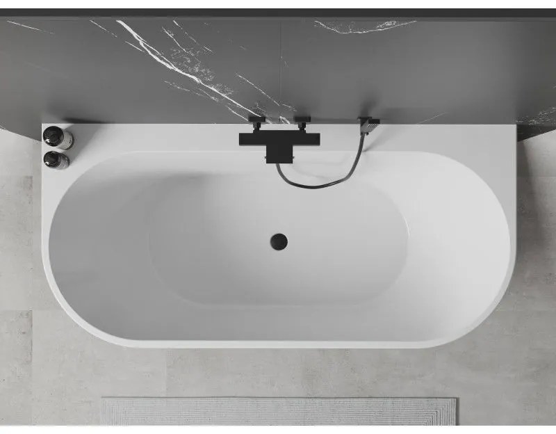 Mexen Oval+, voľne stojaca vaňa ku stene 170 x 80 cm, biela lesklá, čierna matná, 52681708000-70