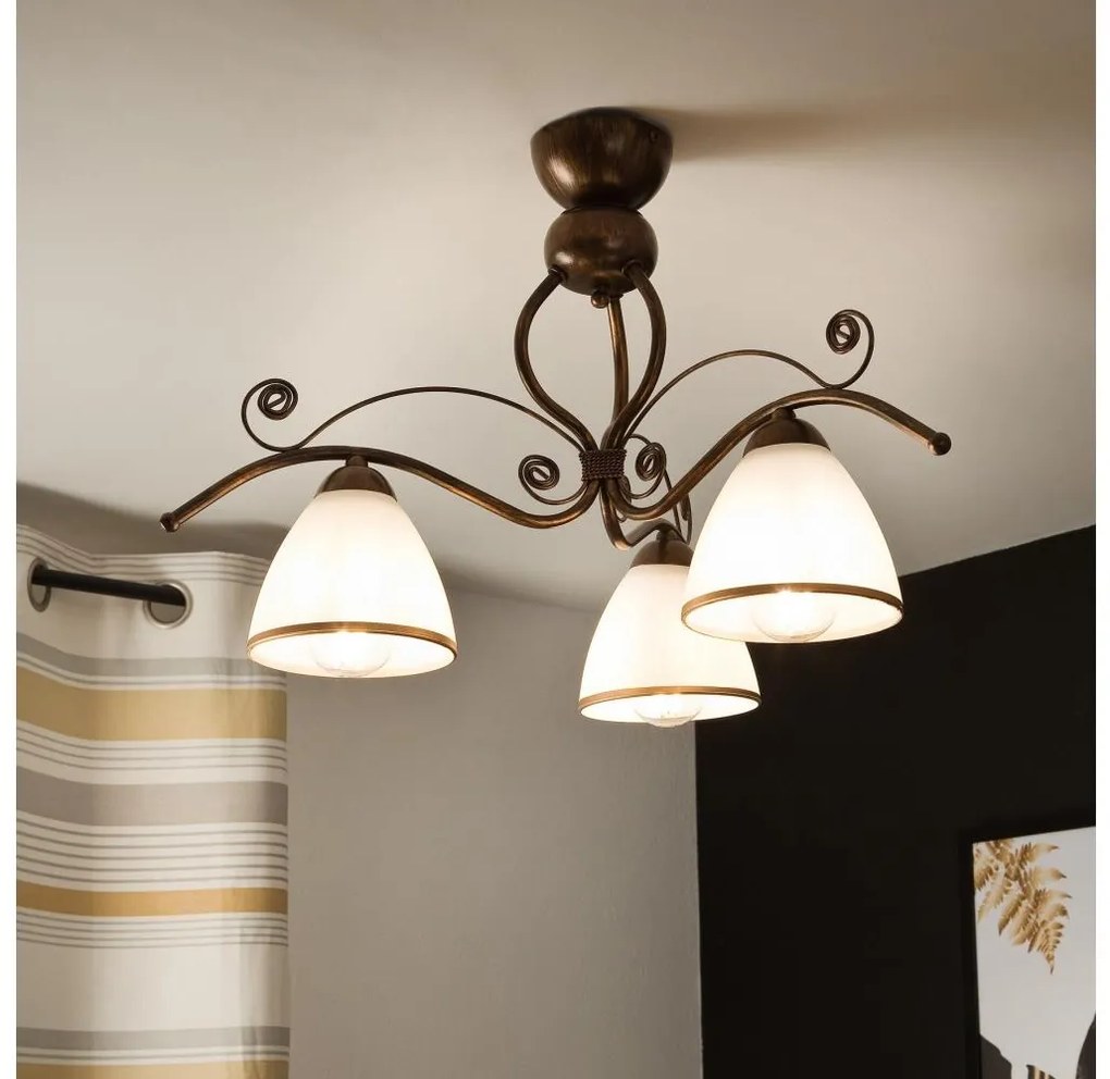 Lamkur Prisadený luster RETRO 3xE27/60W/230V bronz patina LA56135