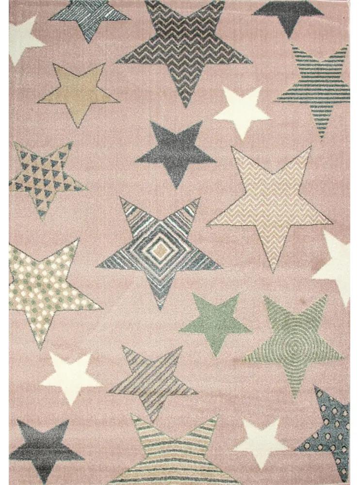 Detský kusový koberec Farebné hviezdy ružový 120x170cm