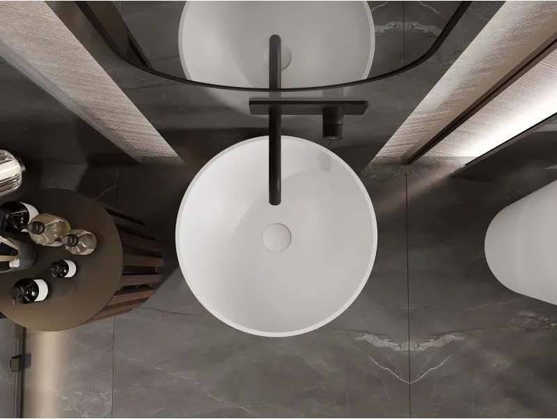 Mexen Onyx-03, voľne stojace umývadlo z konglomerátu 45x45x83 cm, biela matná, 26534500