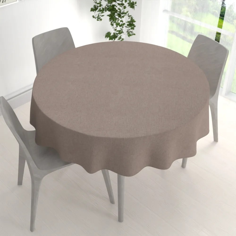 Biante Dekoračný okrúhly obrus BKW-204 Sivohnedý žíhaný Ø 120 cm