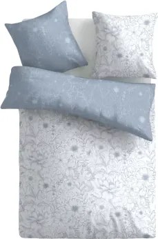 Obliečky Gabi, bavlna renforcé, modrobiele s kvetinami%