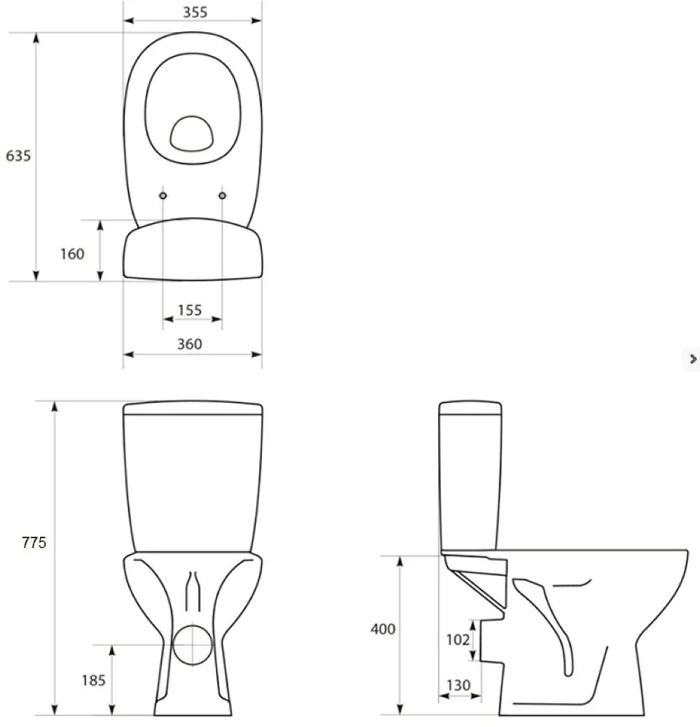 Cersanit ARTECO 010 CLEANON WC so sedátkom Soft Close 63,5 x 35,5 cm, K667-069