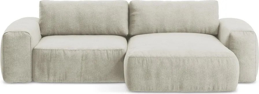 Béžová ženilková rozkladacia rohová pohovka (pravý roh/s leňoškou) Kuki – Makamii