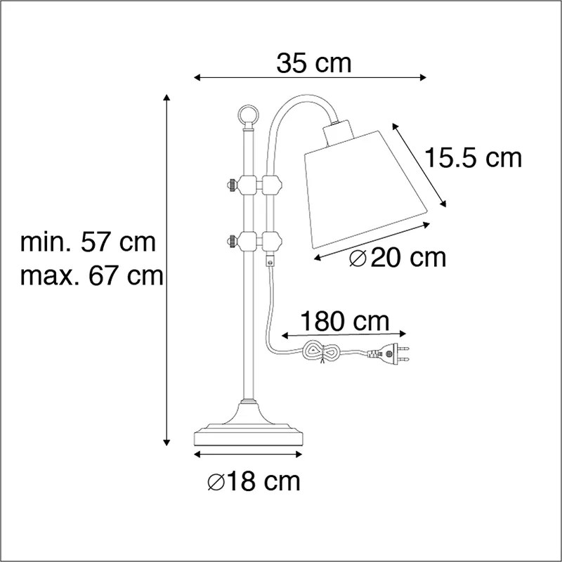 Klasická stolná lampa bronzová s bielym tienidlom - Ashley