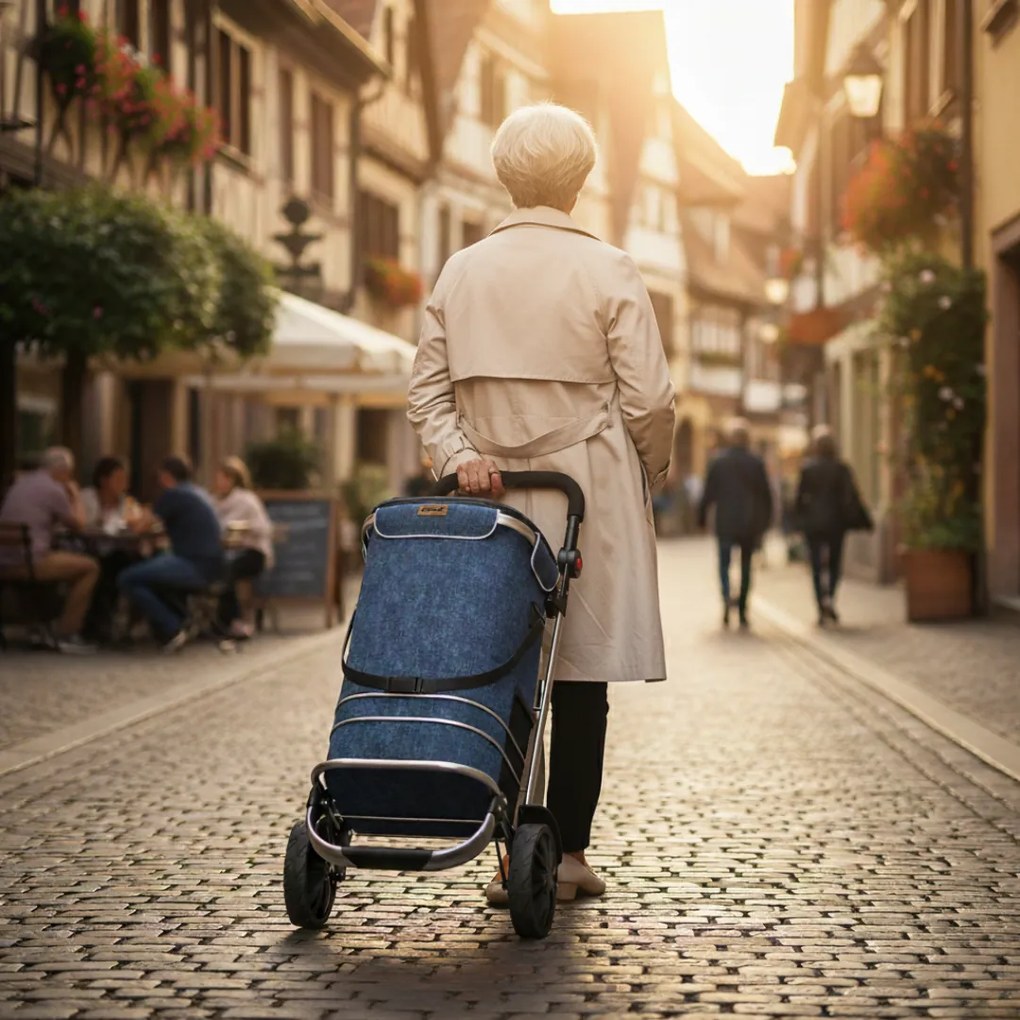 Nákupná taška na kolieskach EASY, 50l, modrá Jurhan