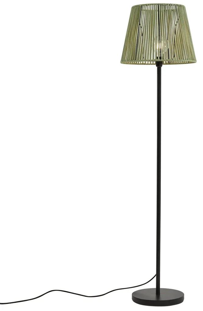 Vonkajšia stojaca lampa čierna so zeleným lanovým tienidlom IP44 - Virginia Jayla