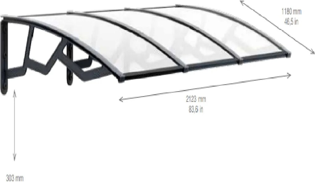 ARTPLAST Vstupná strieška 120 × 210 cm, priehľadná