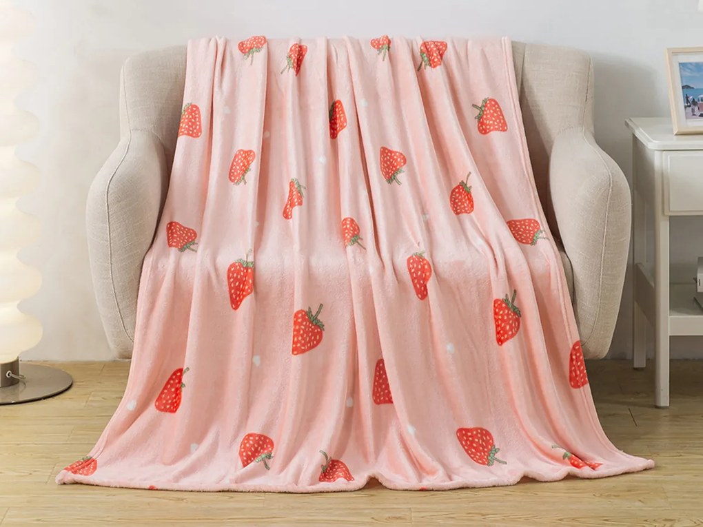 XPOSE® Mikroplyšová deka STRAWBERRY 140x200 cm
