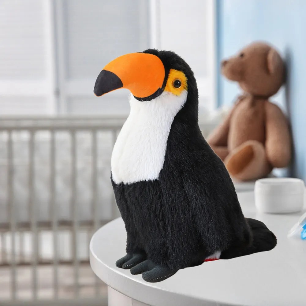 LEAN Toys Plyšový tukan maskot plyšová hračka biely 35 cm