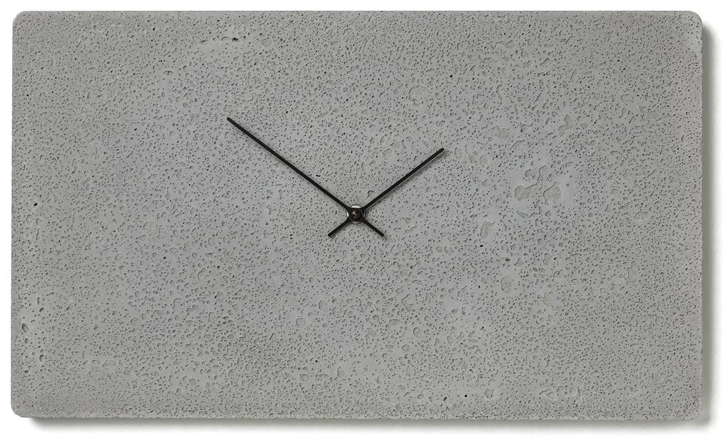 Nástenné betónové hodiny CLOCKIES, 49x29cm, obdĺžnikové, horizontálne, šedé