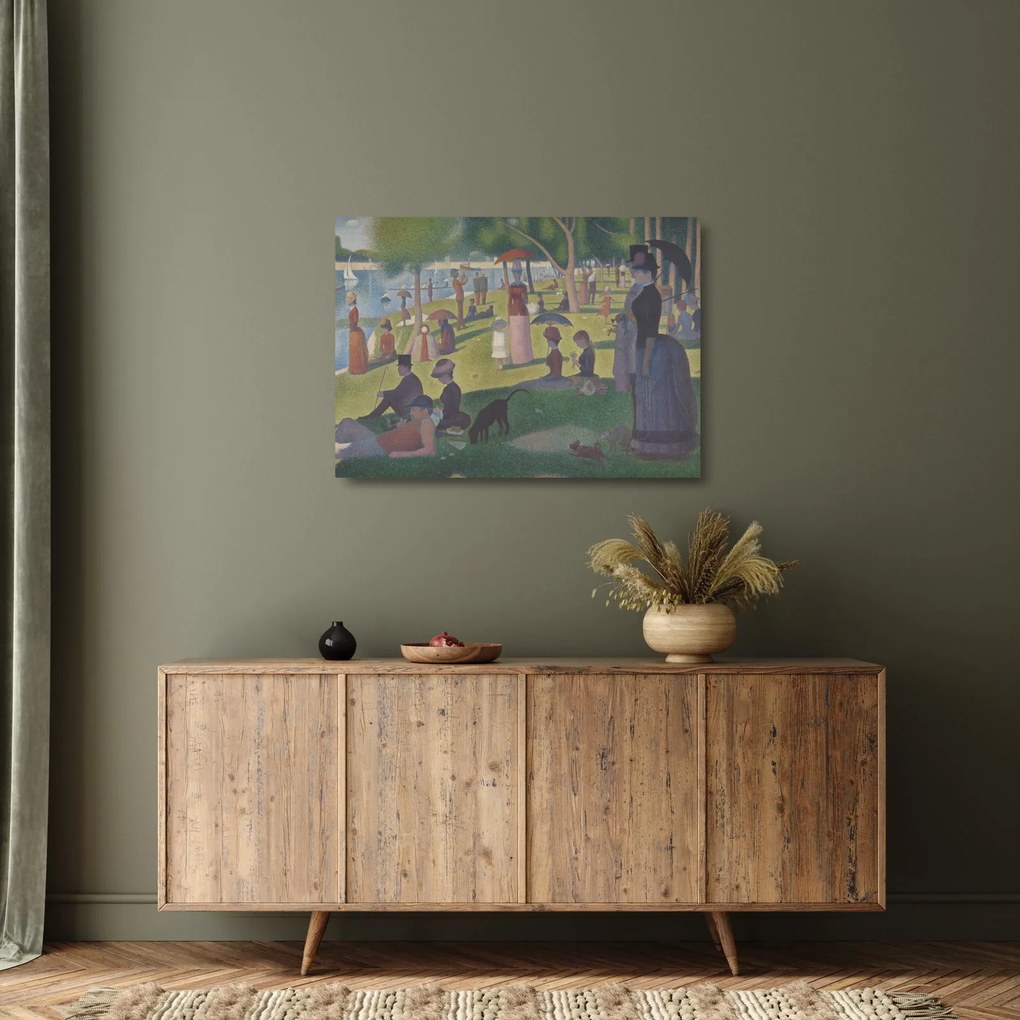 Sklenený obraz - Georges Seurat, A Sunday on La Grande Jatte, reprodukcia (70x50 cm)