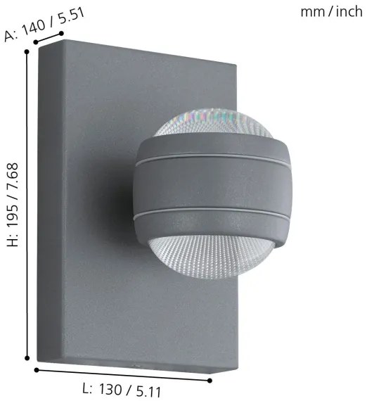 Eglo 94796 - LED Vonkajšie svietidlo SESIMBA 2xLED/3,7W/230V IP44