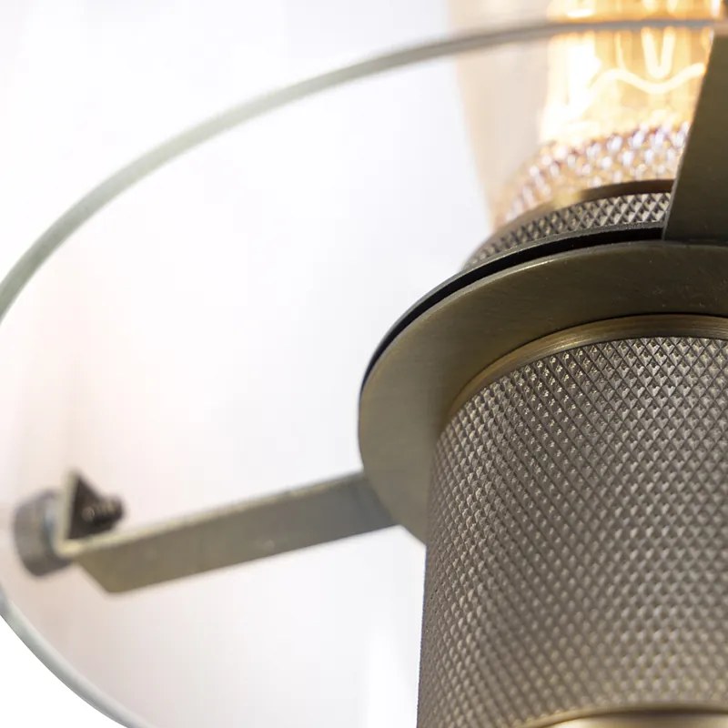 Moderná nástenná lampa bronzová so sklom - Dome