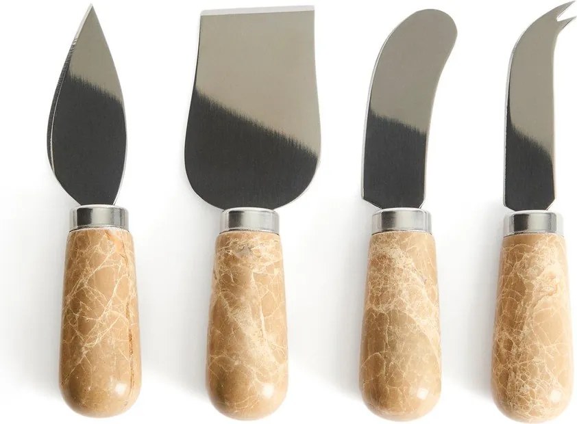 Nože v súprave 4 ks na syr z nehrdzavejúcej ocele Adoma – Kave Home