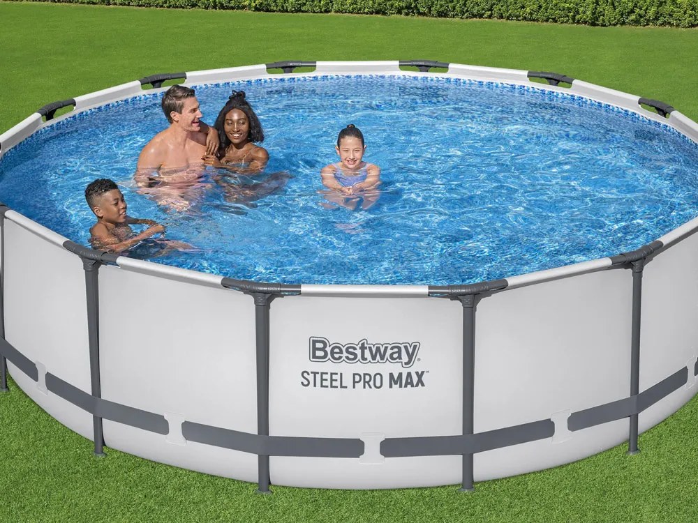 Rámový záhradný bazén Bestway STEEL-PRO MAX™ s rozmermi 427 x 107 cm 11 v 1 56950