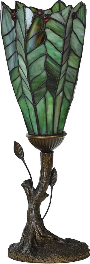 Zelená stolná lampa Tiffany v tvare kvetu - Ø 15*42 cm E14/max 1*25W