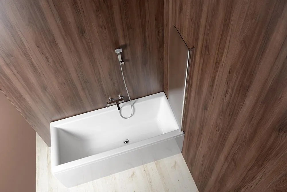 Aqualine Aqualine, VILMA vaňová zástena 600x1400 mm, chrom, pravá, brick sklo, AQ6018P