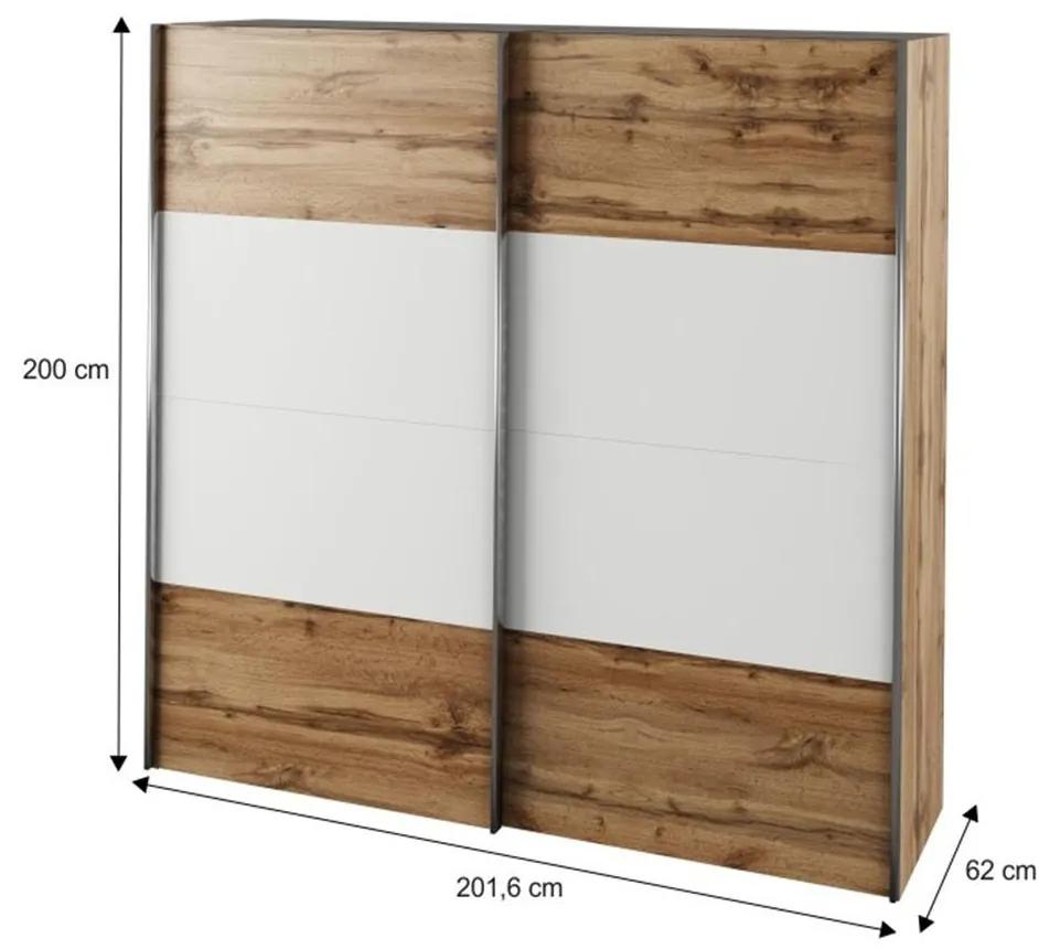 Tempo Kondela Spálňový komplet (posteľ 180x200 cm), dub wotan/biela, GABRIELA NEW