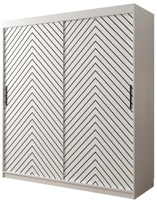 Skriňa Jodełka 1 180 biely/biely/čierna