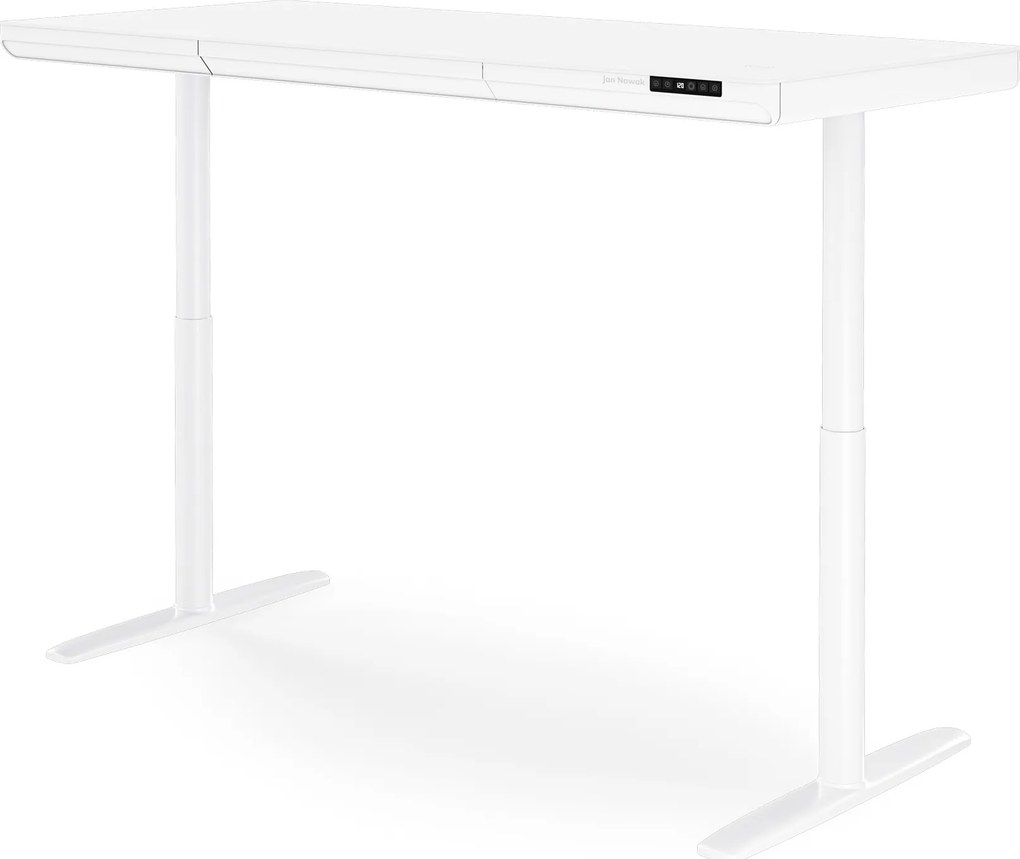 Elektrický písací stôl sit-stand so zásuvkou a bezdrôtovou nabíjačkou Qi biely, 1600 mm: ELLIS