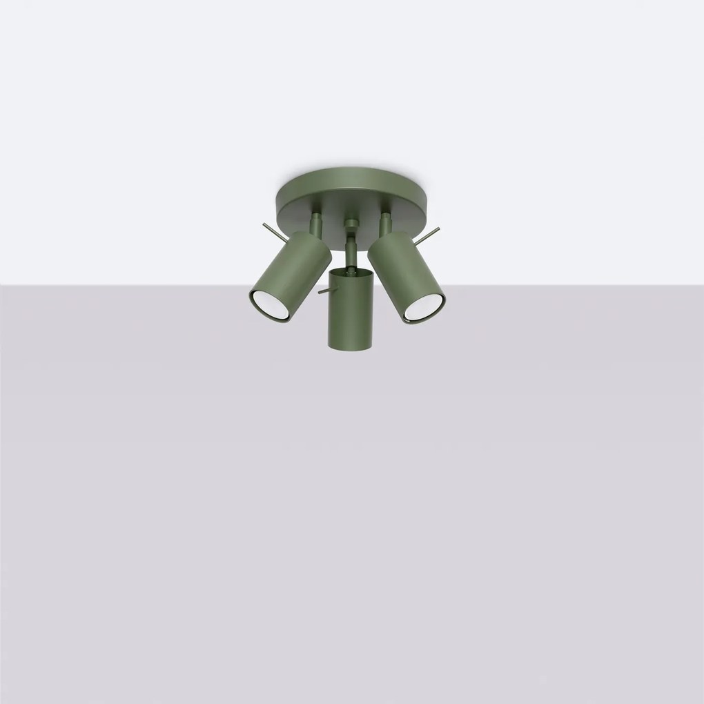Stropné svietidlo Ring, 3x olivové kovové tienidlo, (možnosť polohovania)