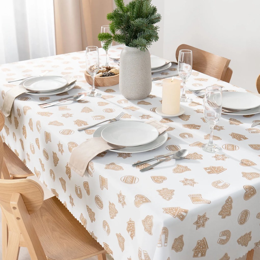 Goldea vianočný hranatý teflónový obrus - perníčky 120 x 140 cm