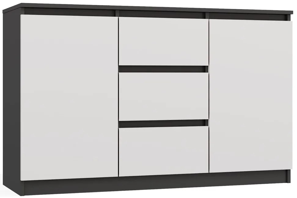 Komoda Malwa 2D3S 120 cm antracit/bílá